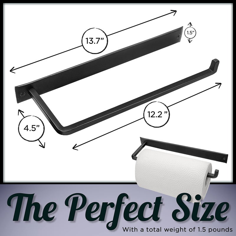 Stur-De Wrought Iron Paper Towel Holder - Wall Mount Paper Towel Rack for Kitchen, Rustic Wall Mount Holder for Farmhouse Style Homes & Vintage Houses, Black, 13.7 x 4.5 x 1.5 Inches - Image 3